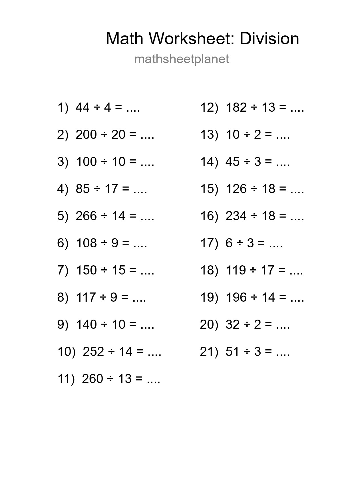 Free 21 Division Math Worksheet For Grade 2 - Part 202