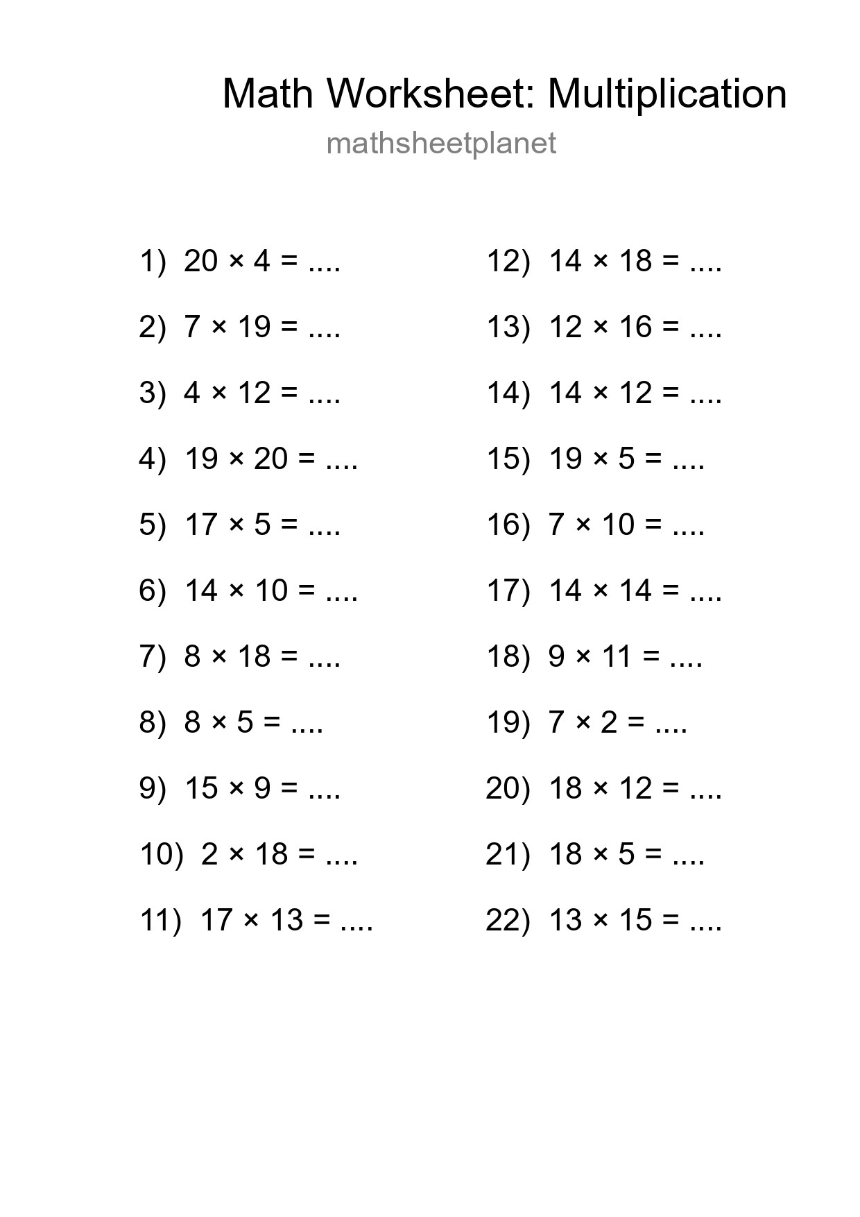 Free 22 Multiplication Math Worksheet For Grade 2 - Part 62