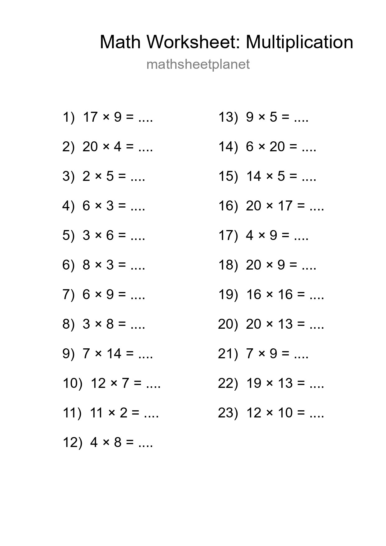 Free 23 Multiplication Math Worksheet For Grade 2 With Answers - Part 73