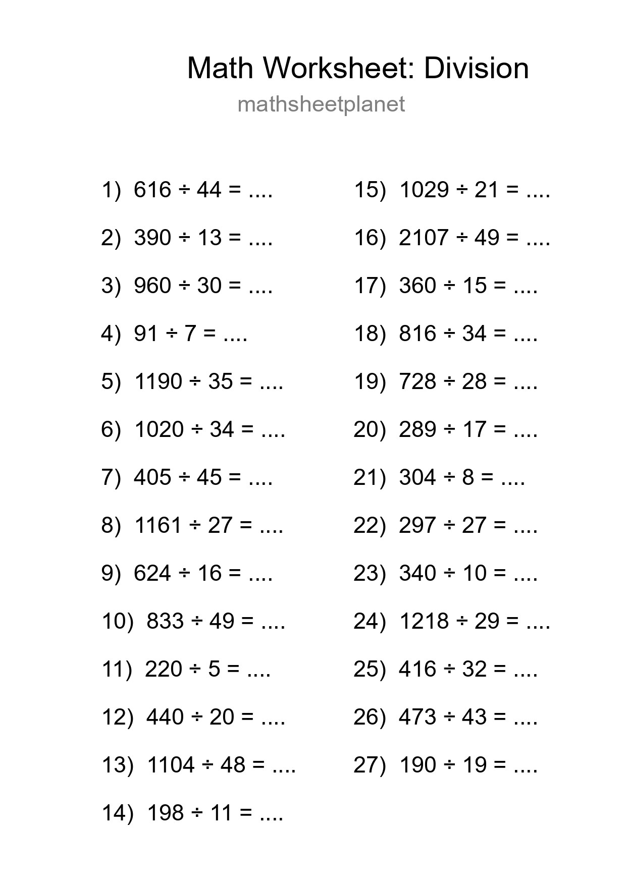 Free 27 Division Math Worksheet For Grade 2 - Part 268