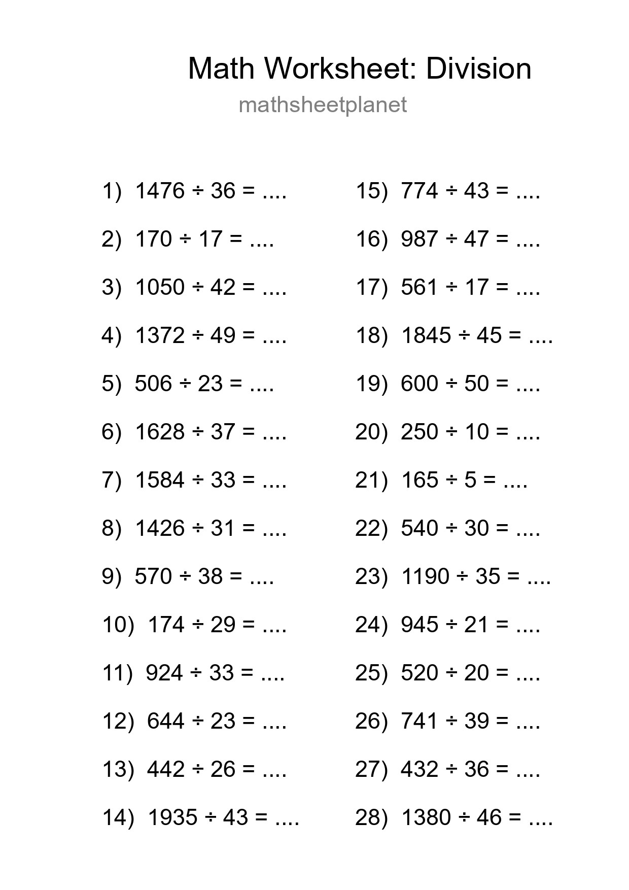 Free 28 Division Math Worksheet For Grade 2 - Part 180