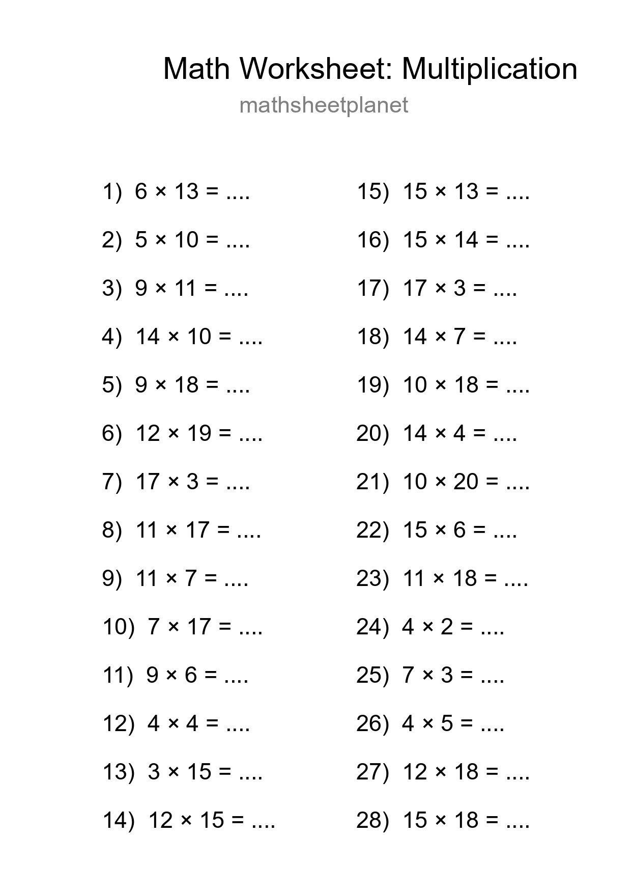 Free 28 Multiplication Math Worksheet For Grade 2 With Answers - Part 249
