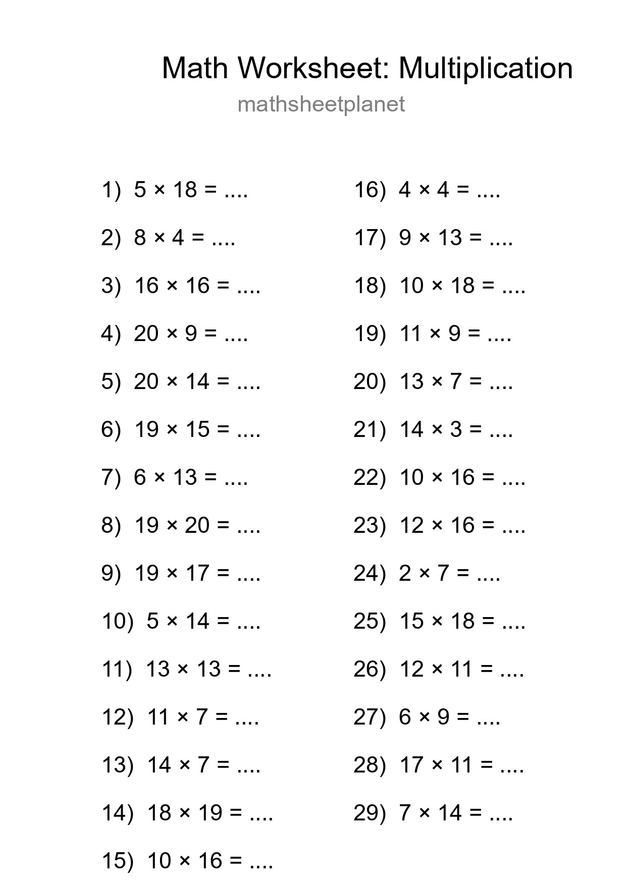 Free 29 Multiplication Math Worksheet For Grade 2 - Part 128