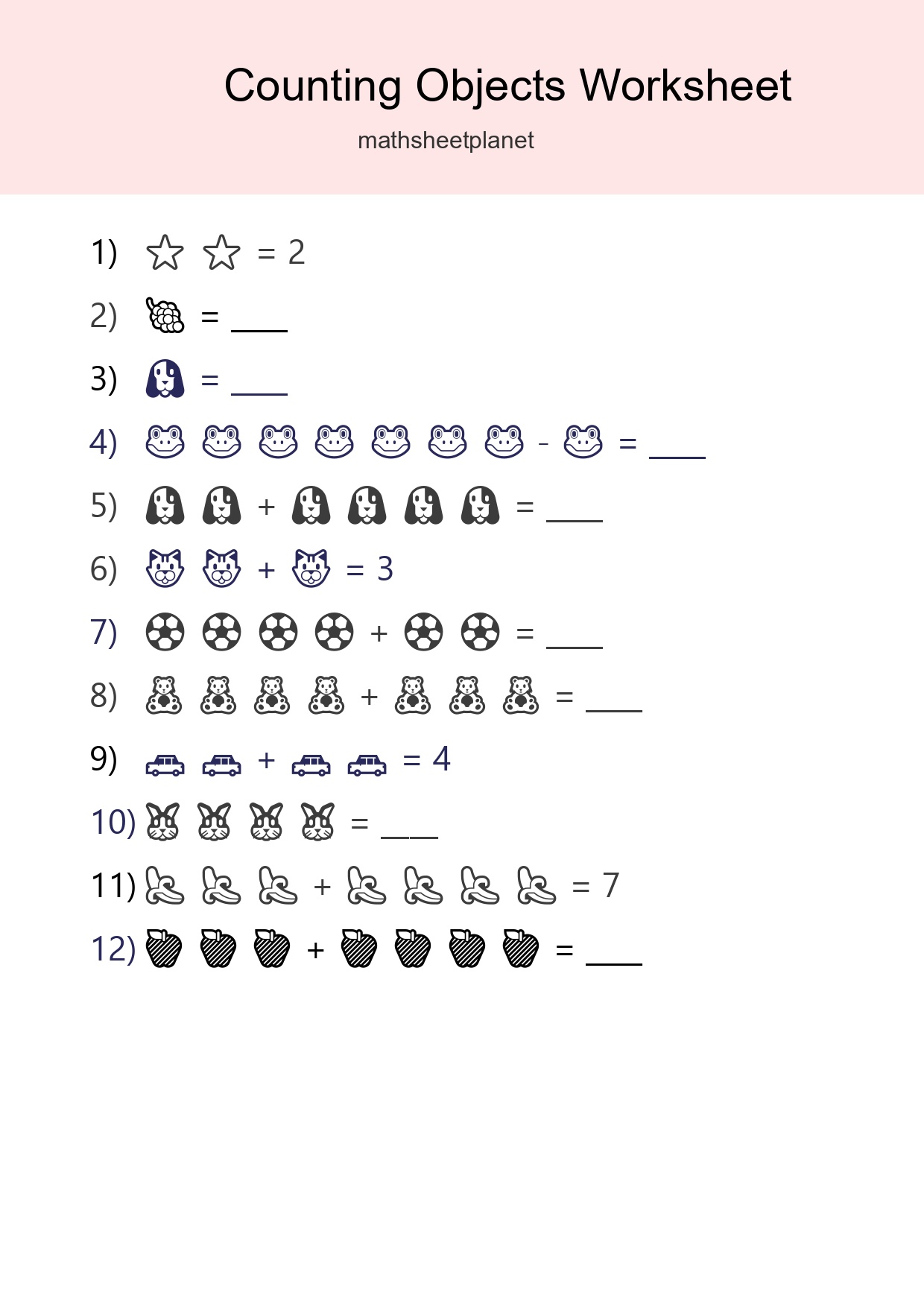 Free Counting Objects Worksheet For Kindergarten - Part 212