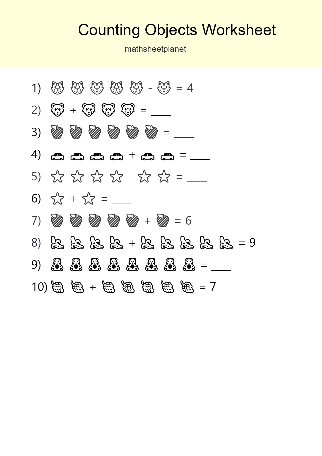 Free Counting Objects Worksheet For Kindergarten Printable - Part 190