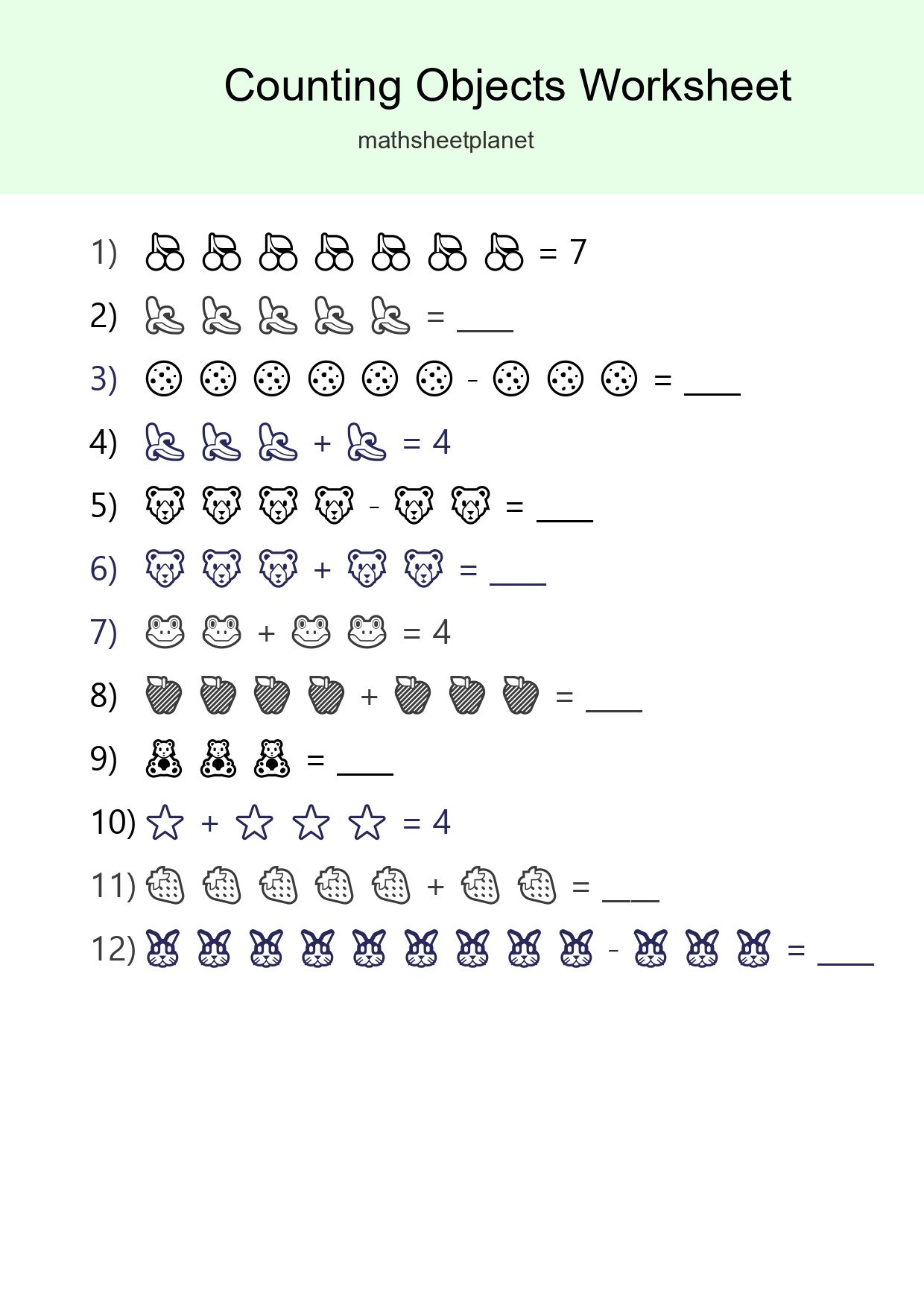 Free Counting Objects Worksheet For Kindergarten Printable - Part 245