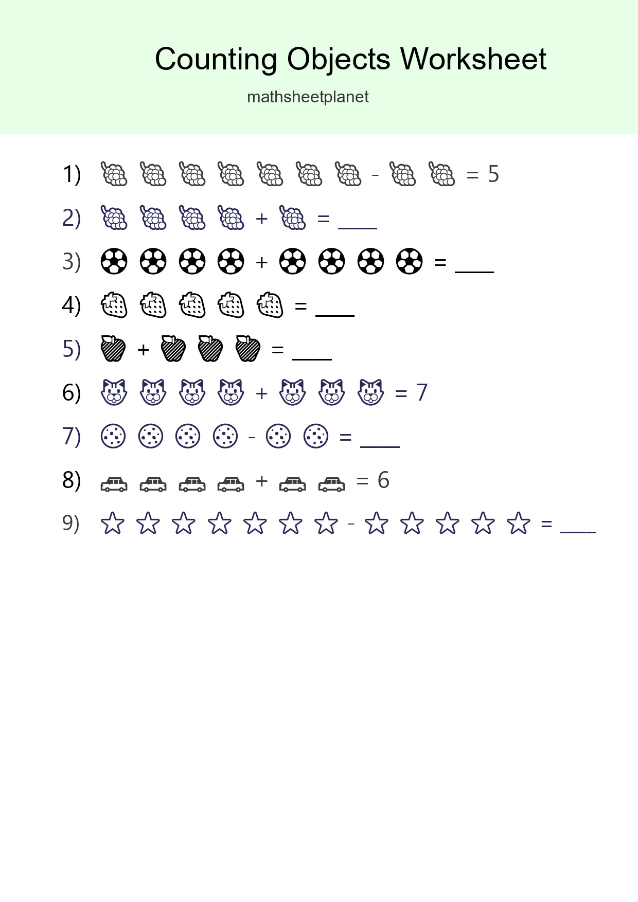 Free Counting Objects Worksheet For Kindergarten Printable - Part 47
