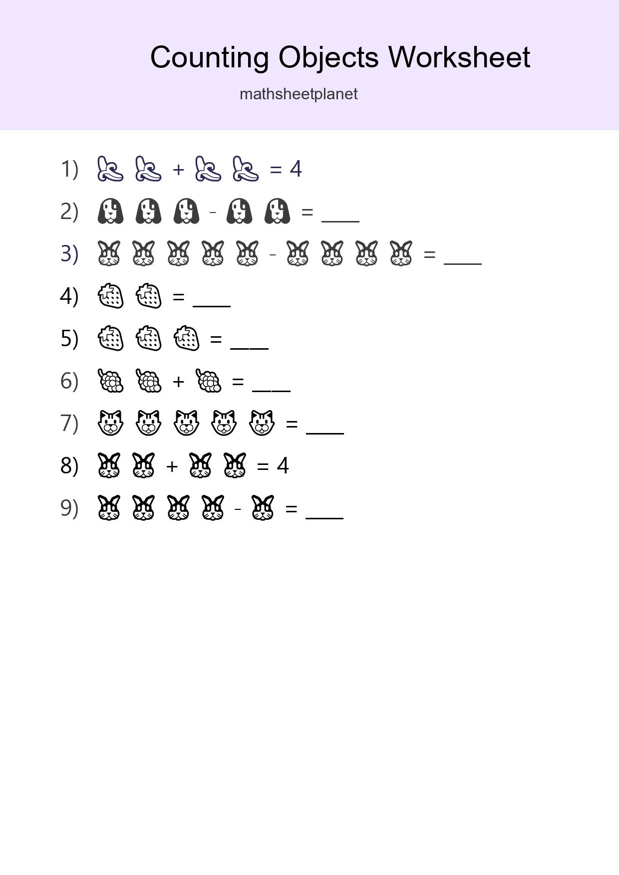 Free Counting Objects Worksheet For Pre-K Printable - Part 179