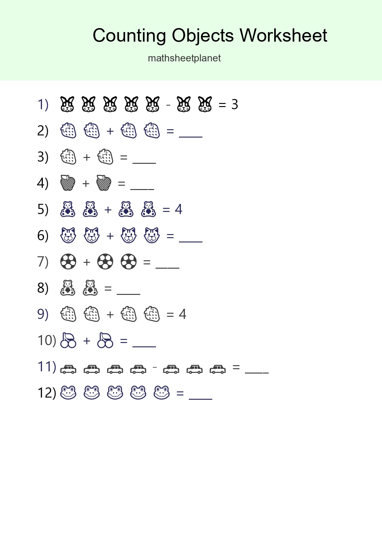 Free Counting Objects Worksheet For Pre-K Printable - Part 223