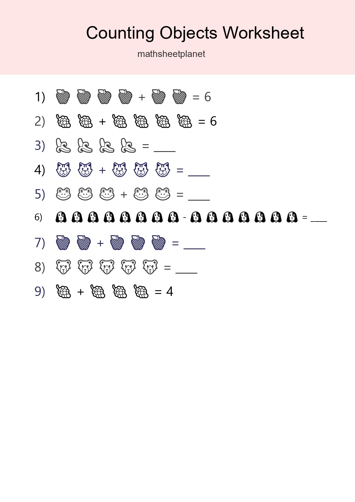 Kindergarten Count The Objects Worksheet - Part 113