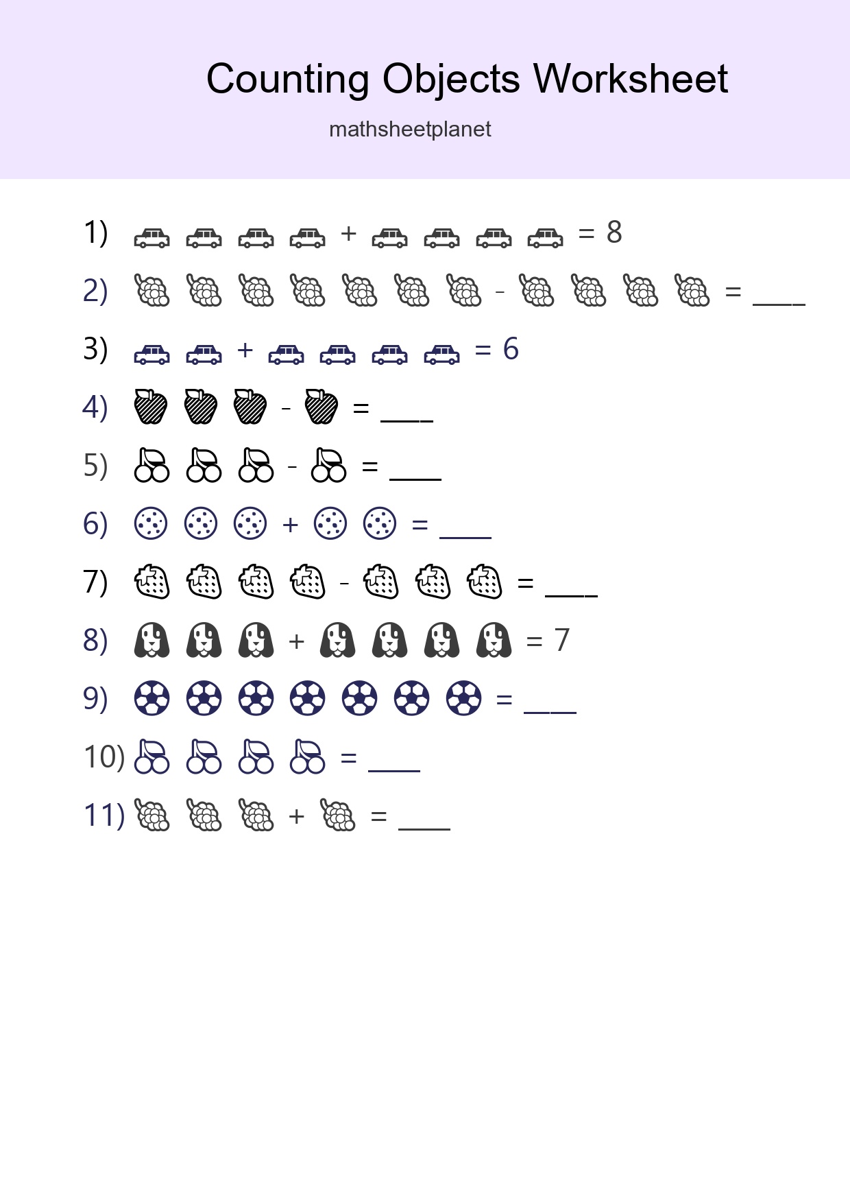 Kindergarten Count The Objects Worksheet - Part 300