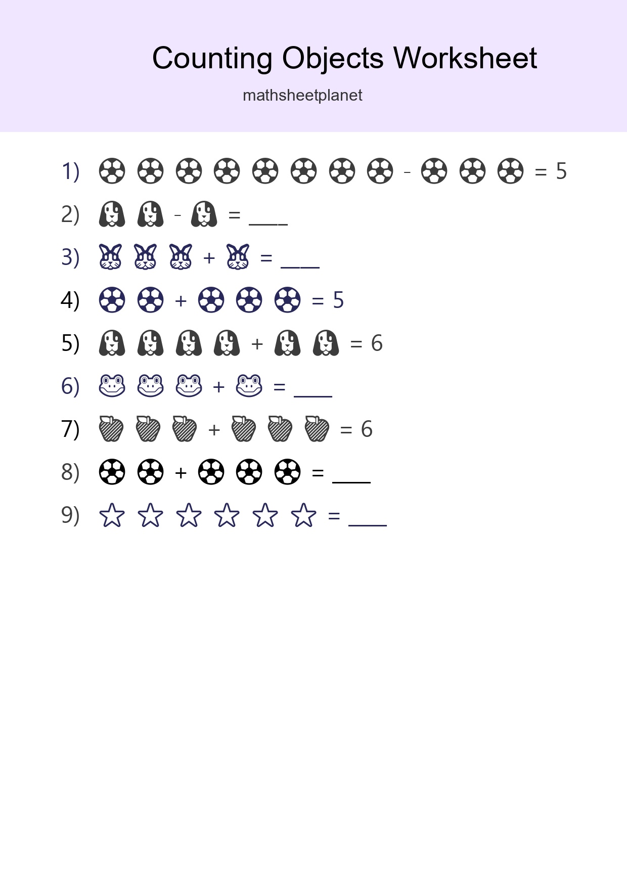 Learn Counting With Pictures Worksheet (Kindergarten) - Part 3