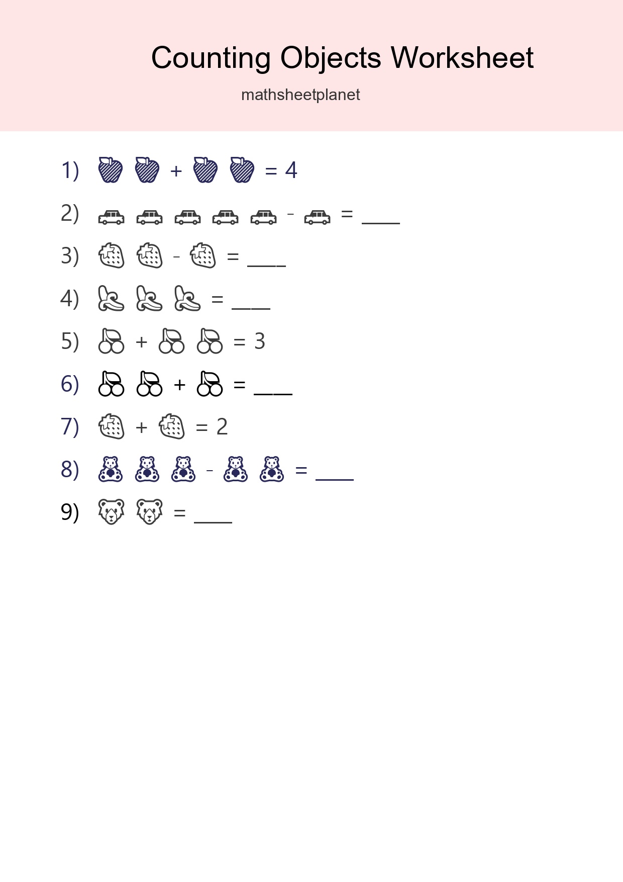 Pre-K Count The Objects Worksheet - Part 80