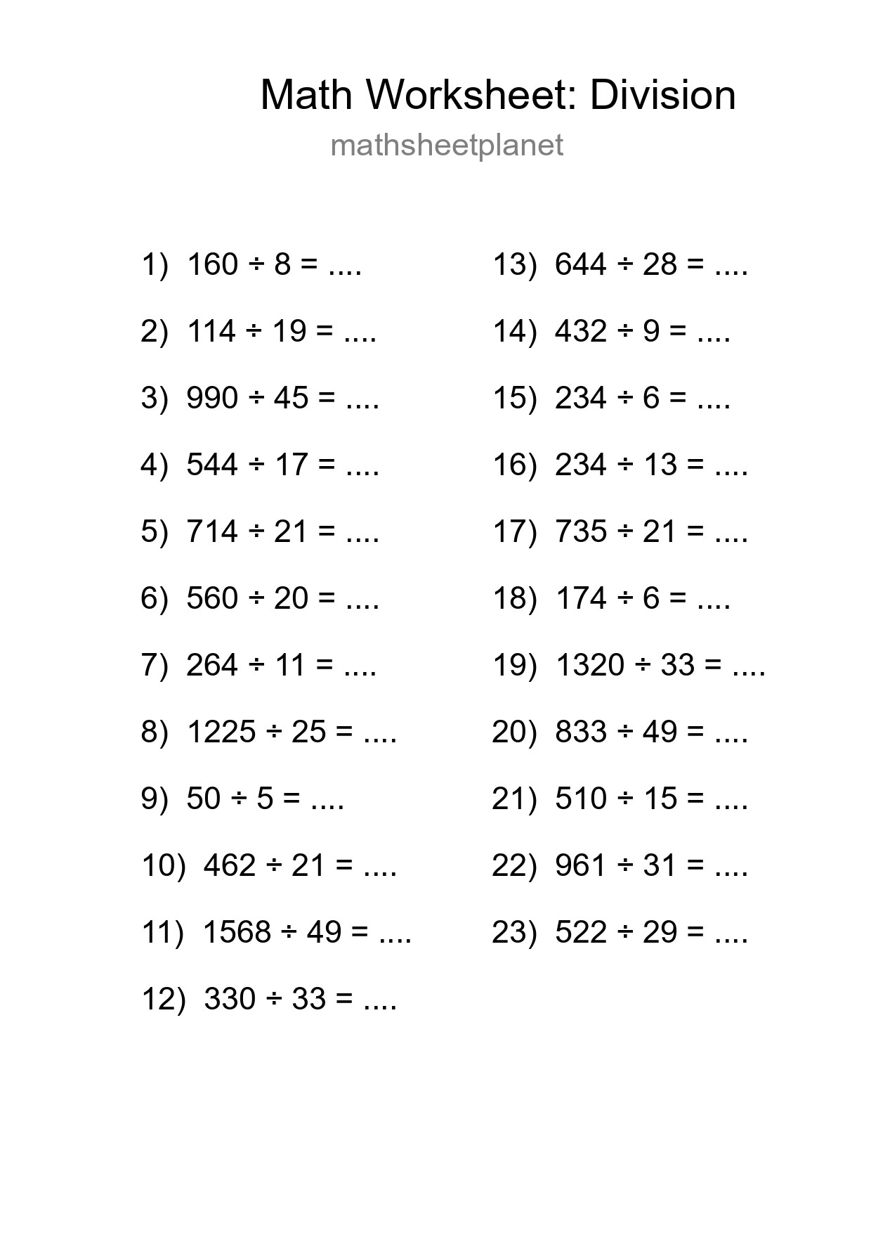 Printable Free 23 Division Math Worksheet For Grade 2 - Part 48